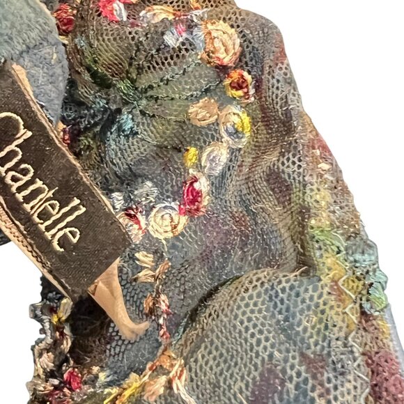 Chantelle Embroidered Lace Underwire Bra 32D Cup Adjustable Straps Blue & Multic - Picture 4 of 5